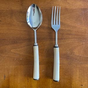 Stainless. Steel horn serving spoon and fork new